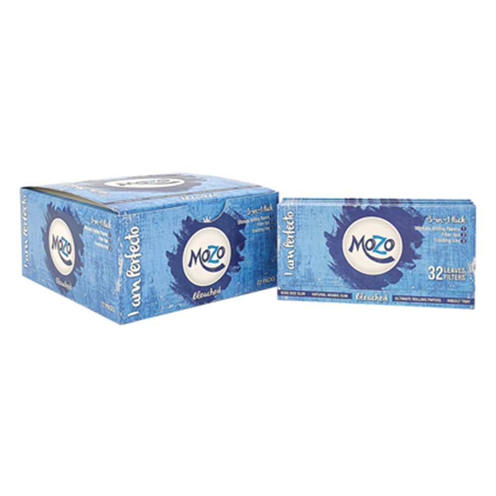 Bongchie Mozo with Filter (White) - 32 Gummed Papers, 32 Perforated Filters, Rolling Tray - Image 4