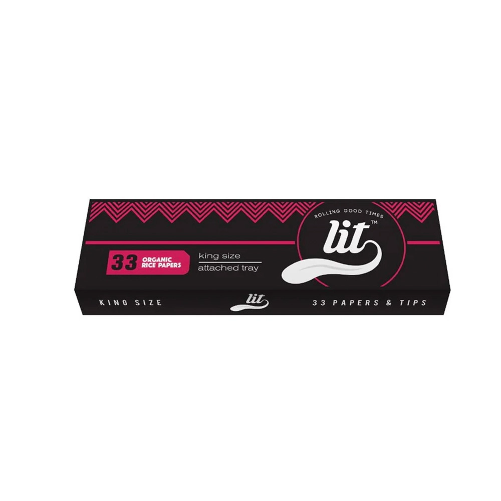 LIT Pro Pack 33 Rice Rolling Papers, 33 Roaches, Attached LIT Tray on itshemp.in