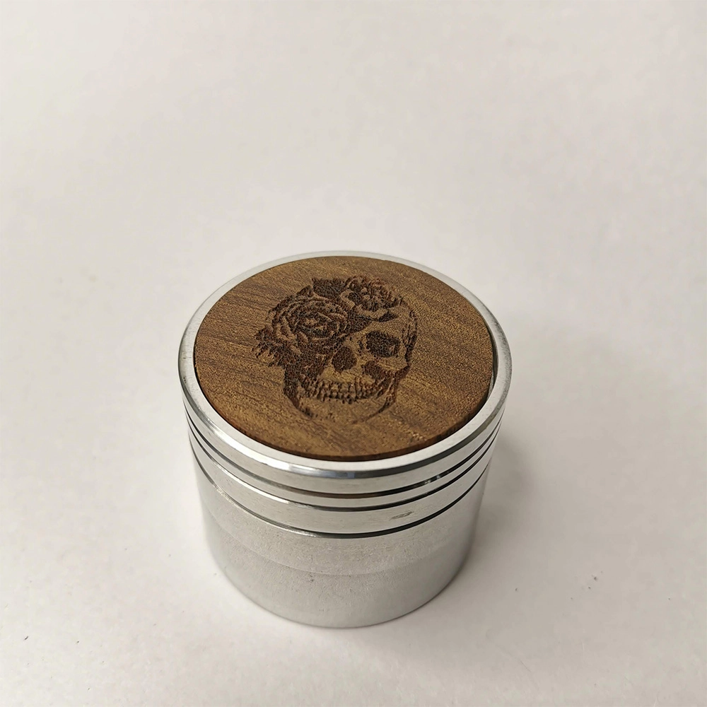LG192006_8 Leaf Glass Skull Rose Tattoo Grinder on itshemp.in