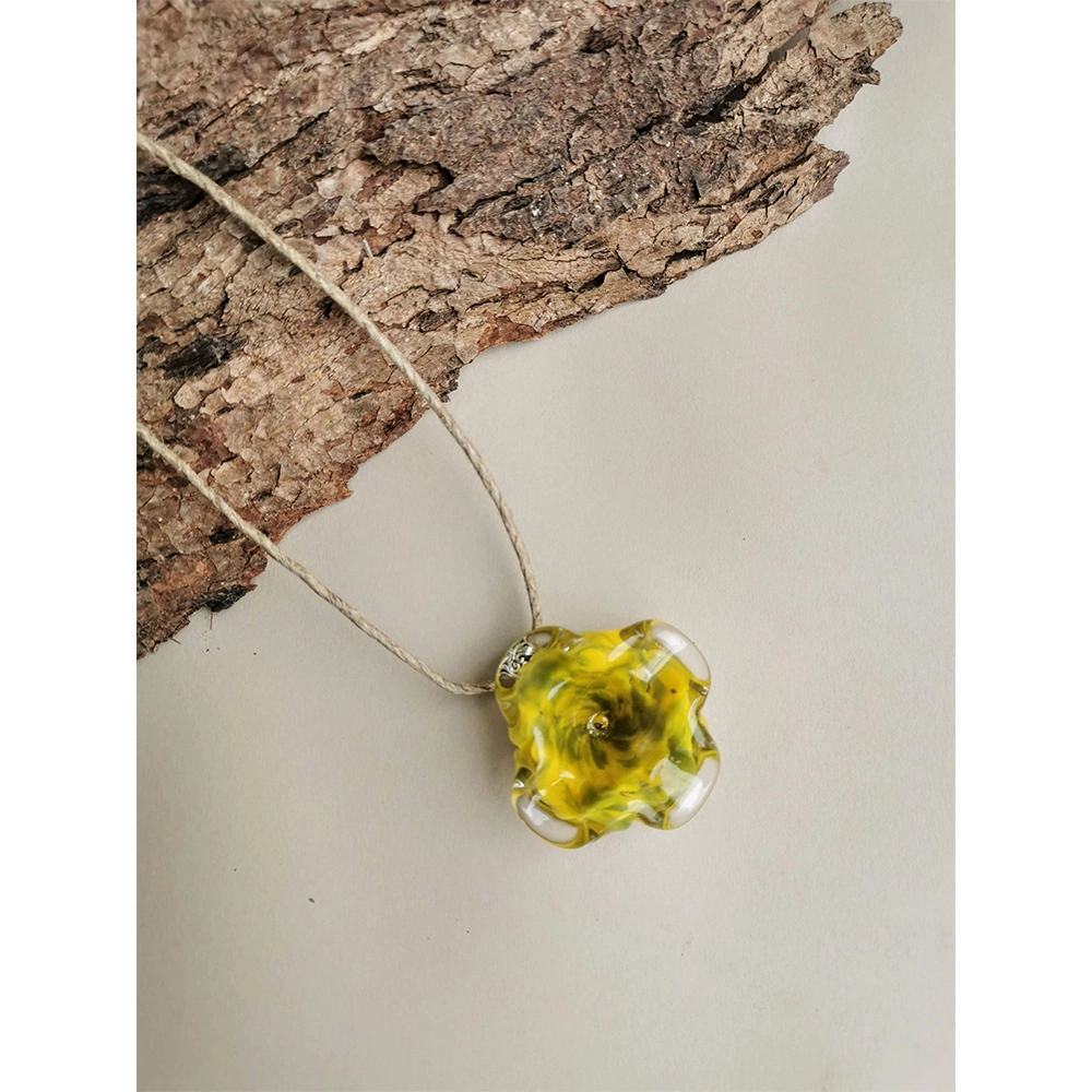 RH204017_1 Rustic Horse Flower Series Necklace - Yellow Abstract on itshemp.in
