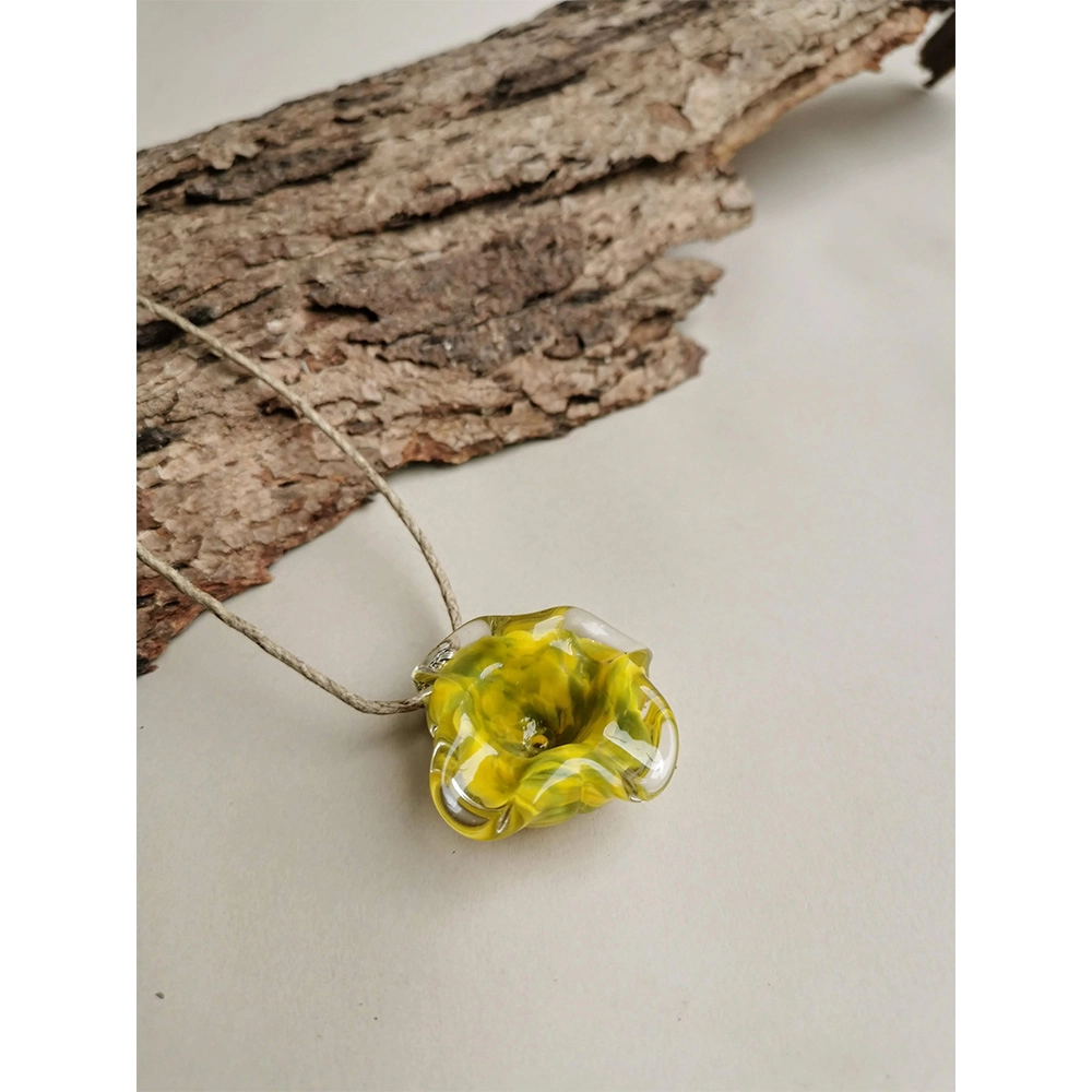 Rustic Horse Flower Series Necklace - Yellow Abstract on itshemp.in