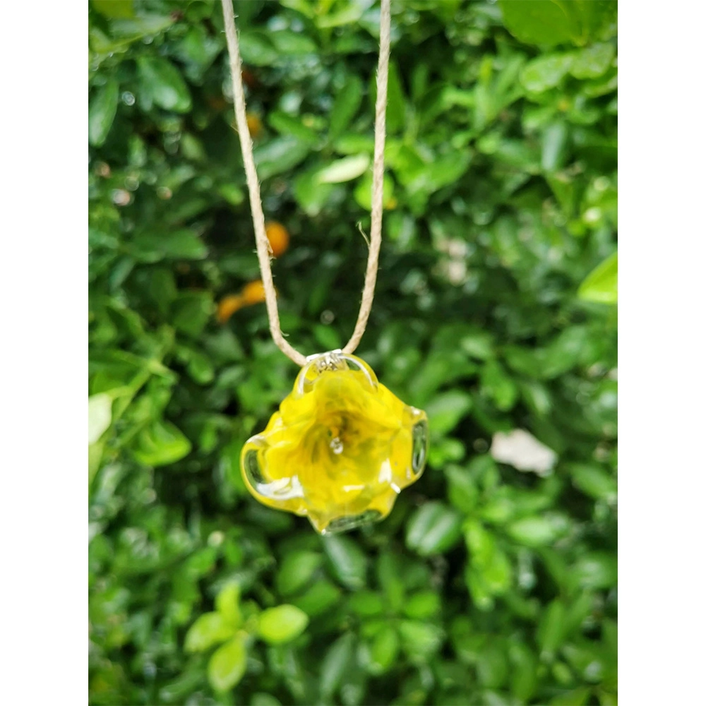 Rustic Horse Flower Series Necklace - Yellow Abstract on itshemp.in