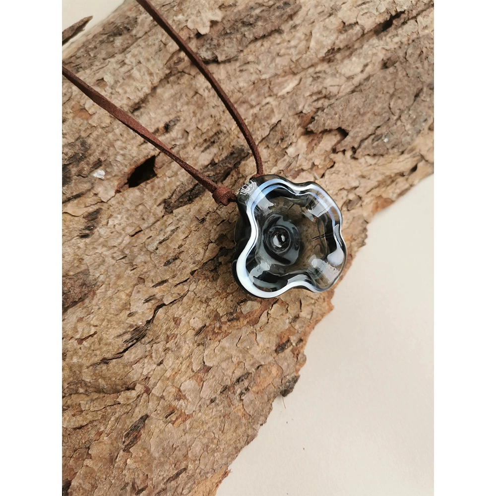 Rustic Horse Flower Series Necklace - Smoke Grey on itshemp.in