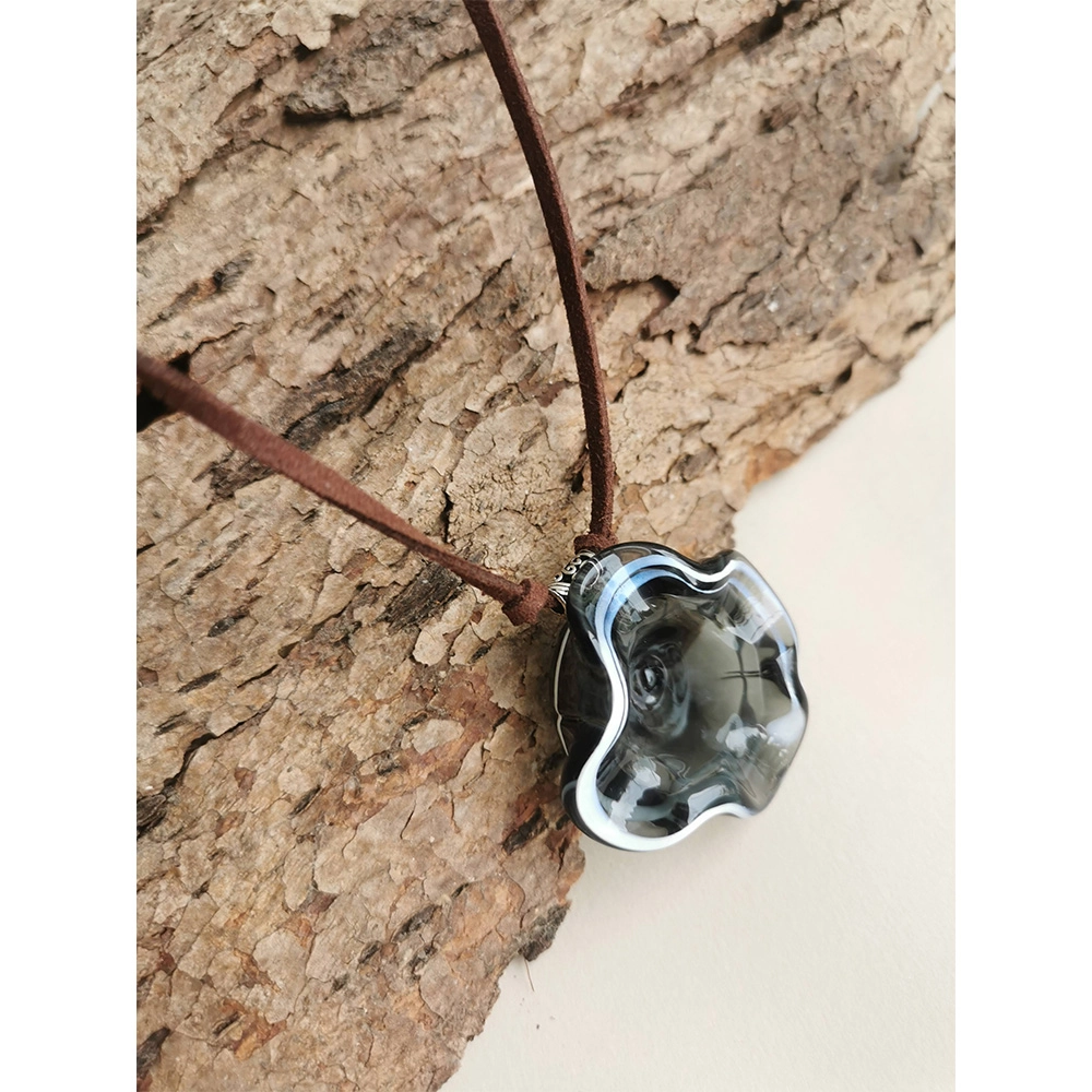Rustic Horse Flower Series Necklace - Smoke Grey on itshemp.in