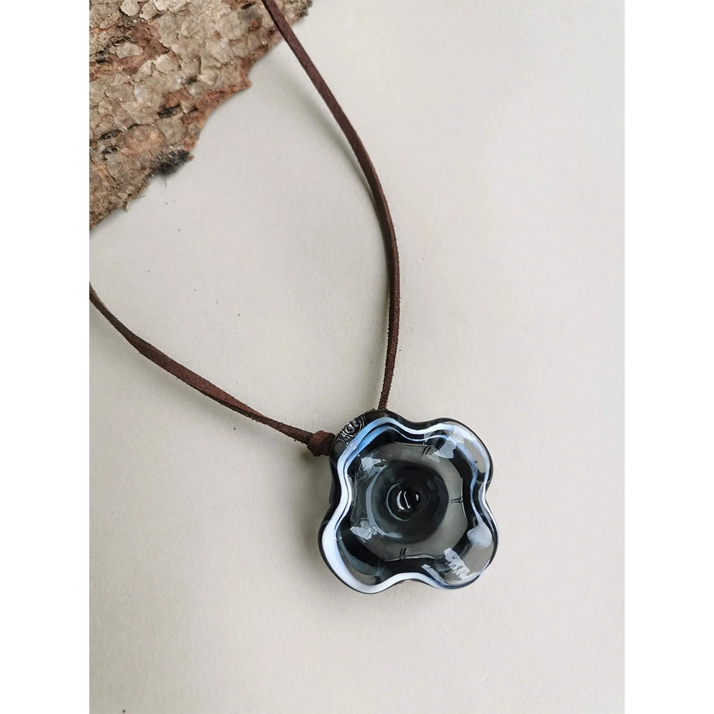 Rustic Horse Flower Series Necklace - Smoke Grey on itshemp.in