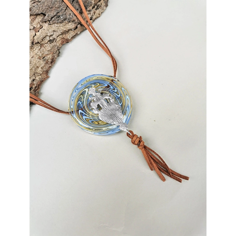 Rustic Horse Metal Goddess in Vortex- Abstract Glass Art Necklace on itshemp.in