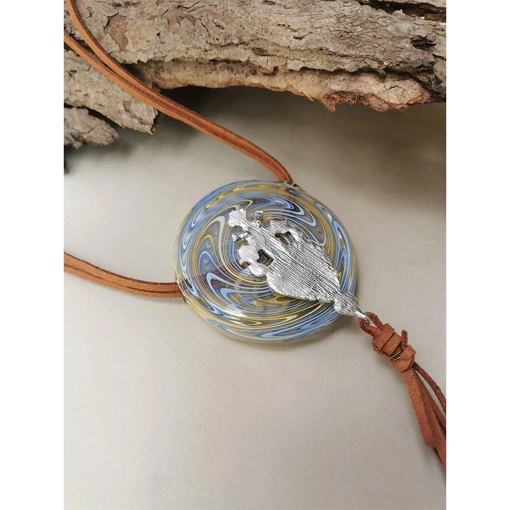 Rustic Horse Metal Goddess in Vortex- Abstract Glass Art Necklace on itshemp.in