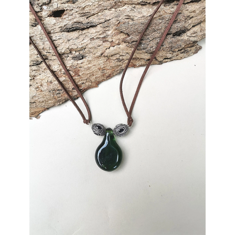 Rustic Horse Green Jade Glass Necklace on itshemp.in