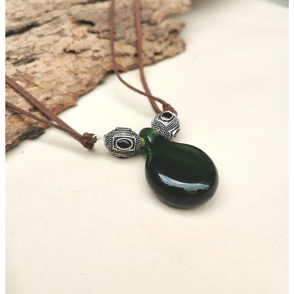 Rustic Horse Green Jade Glass Necklace on itshemp.in