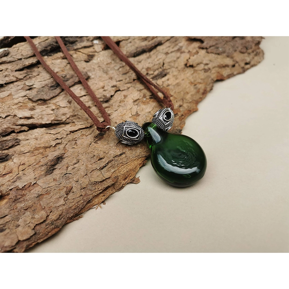 Rustic Horse Green Jade Glass Necklace on itshemp.in