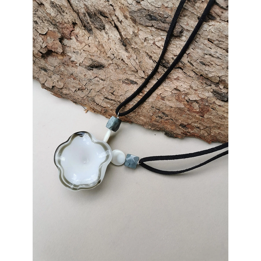 Rustic Horse White Glass Petal Necklace on itshem[p.in