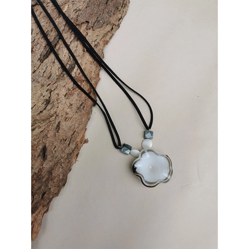 Rustic Horse White Glass Petal Necklace on itshem[p.in