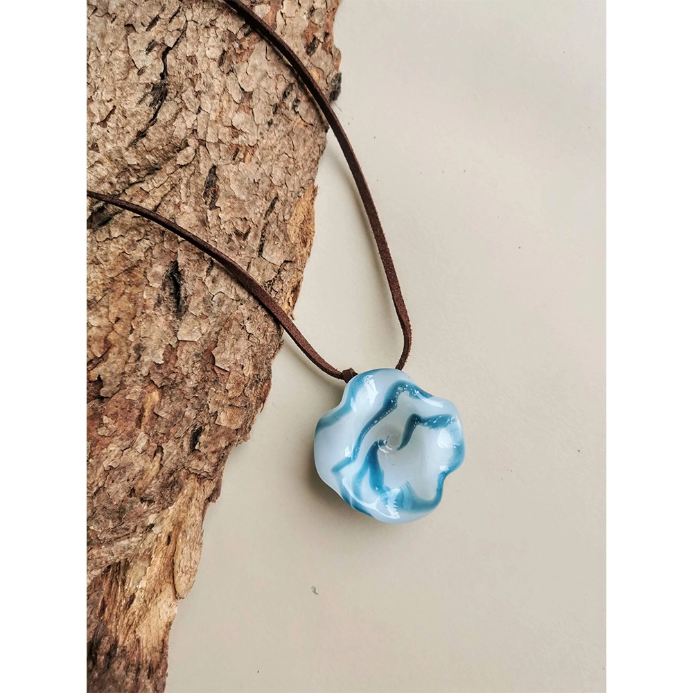 Rustic Horse Flower Series Necklace - Blue Ripple - Image 1