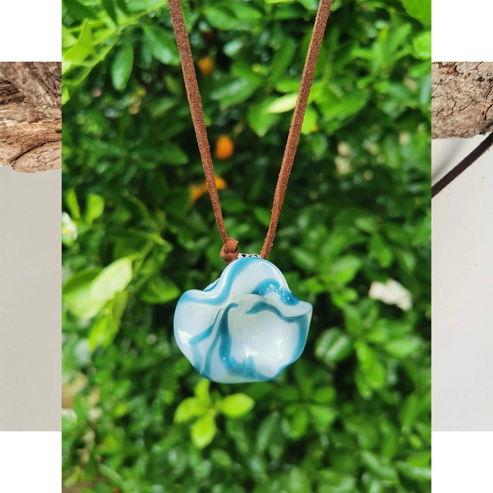 Rustic Horse Flower Series Necklace - Blue Ripple on itshemp.in