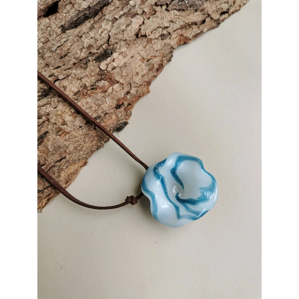 Rustic Horse Flower Series Necklace - Blue Ripple on itshemp.in