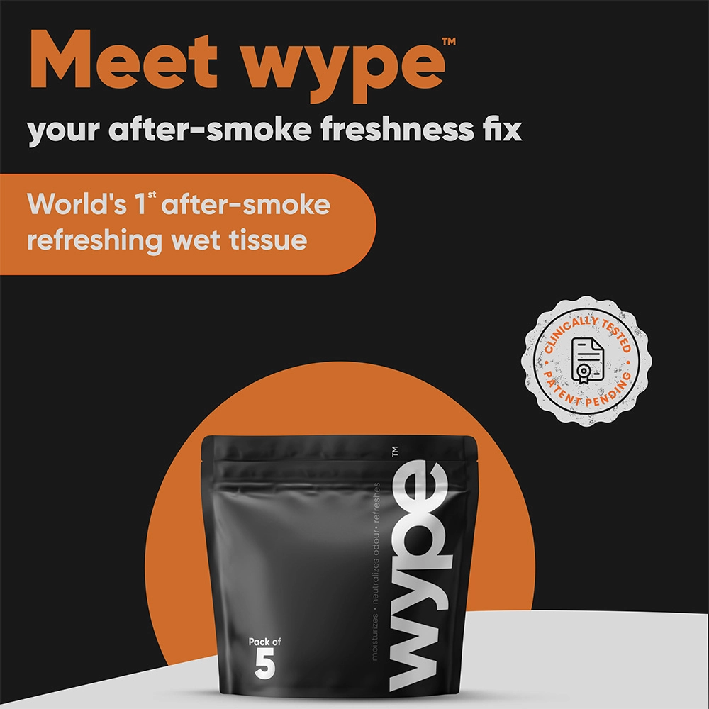 Wype After Smoke Odour Neutralizing & Refreshing Wet Wipes (Pack of 5) on itshemp.in