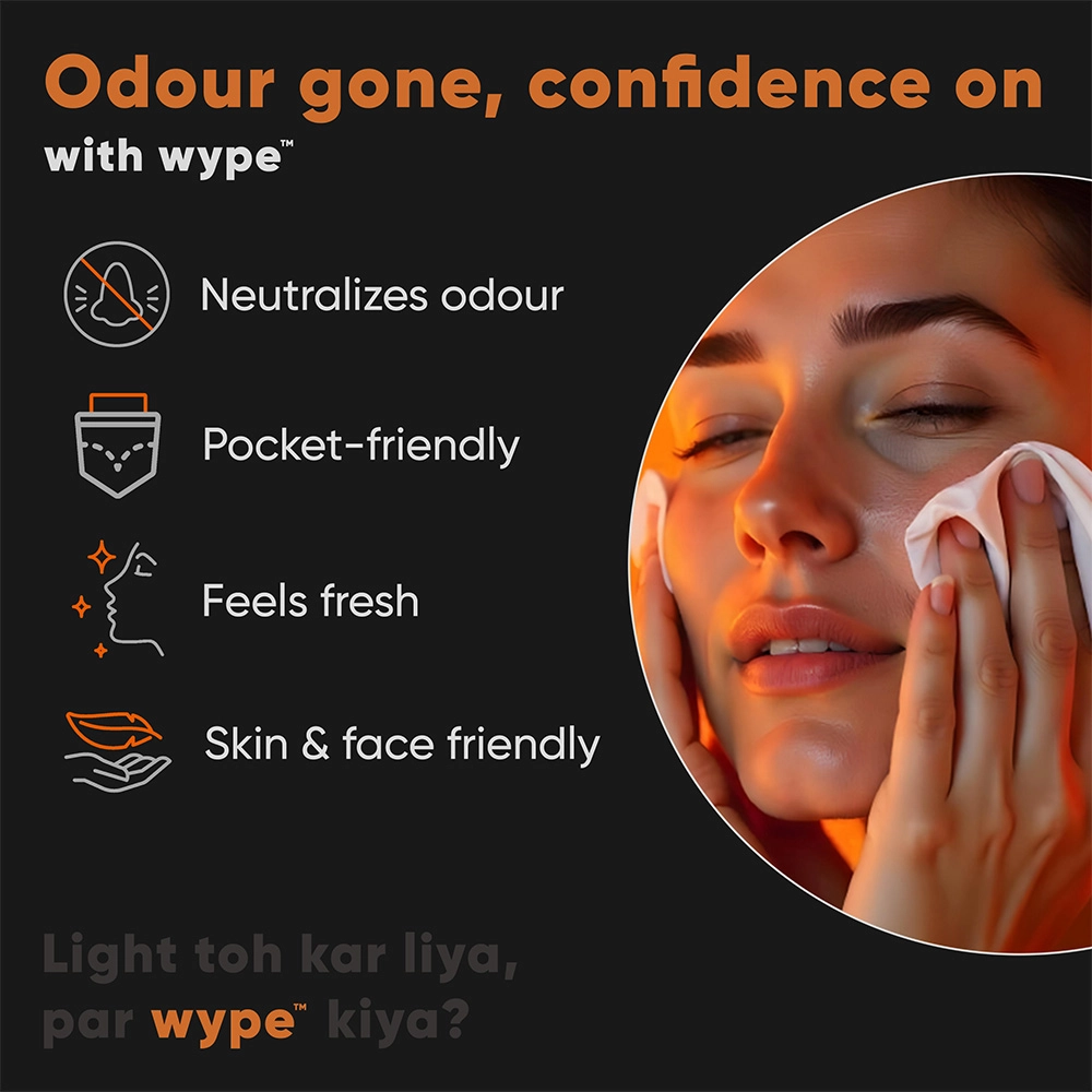 Wype After Smoke Odour Neutralizing & Refreshing Wet Wipes (Pack of 5) on itshemp.in