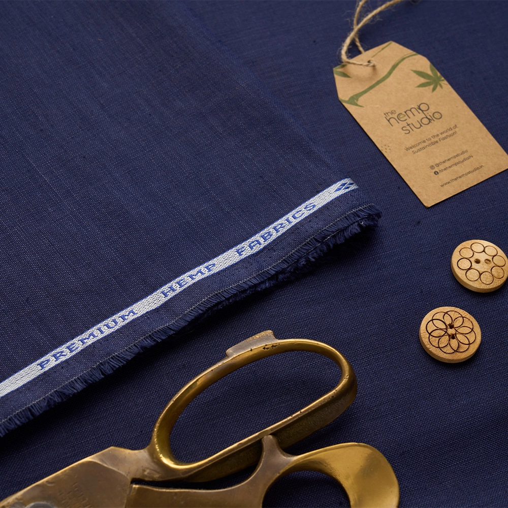 The Hemp Studio Kaycha Hemp Fabric, Yankees Blue - Image 2