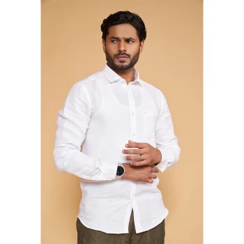 The Hemp Studio Pure Hemp Full Sleeve White Shirt on itshemp.in