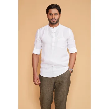 The Hemp Studio The Fusion Pure Hemp White Short Kurta on itshemp.in