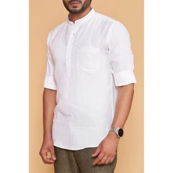 The Hemp Studio The Fusion Pure Hemp White Short Kurta on itshemp.in