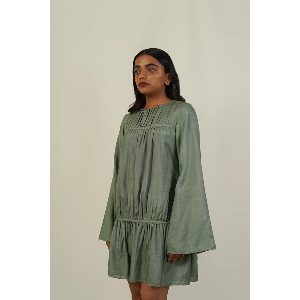 Hemis Gather Dress, Sage Green on itshemp.in