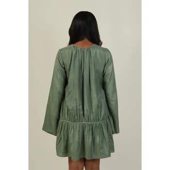 Hemis Gather Dress, Sage Green on itshemp.in