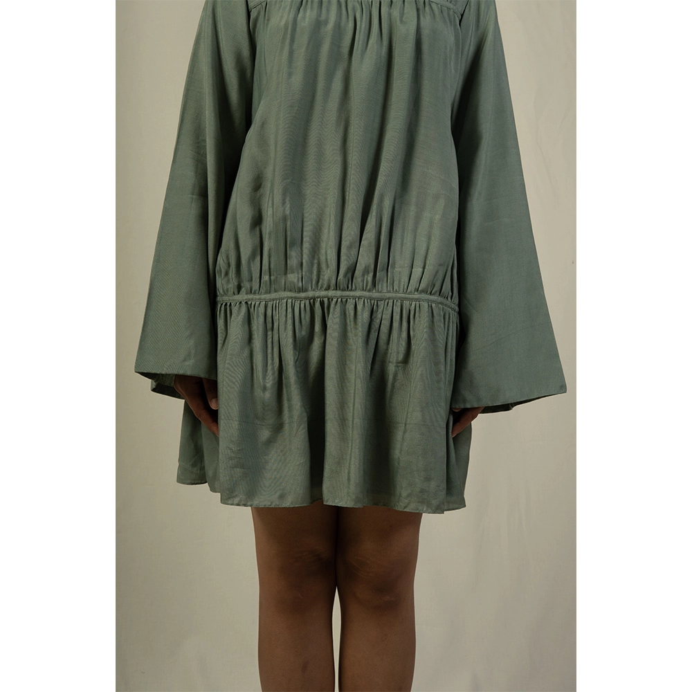 Hemis Gather Dress, Sage Green on itshemp.in