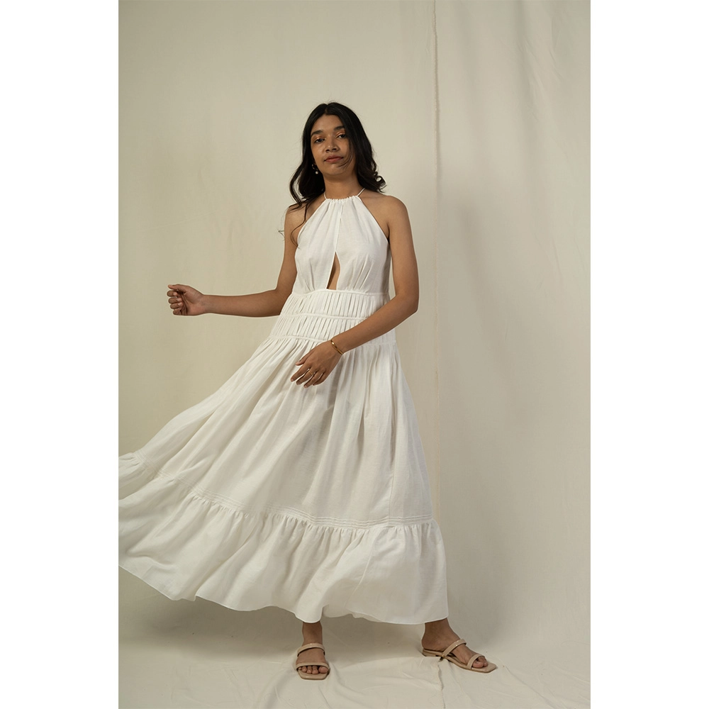 Hemis Overlap Peeping Dress, Pristine White on itshemp.in