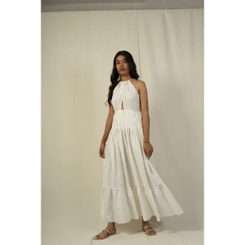 Hemis Overlap Peeping Dress, Pristine White on itshemp.in