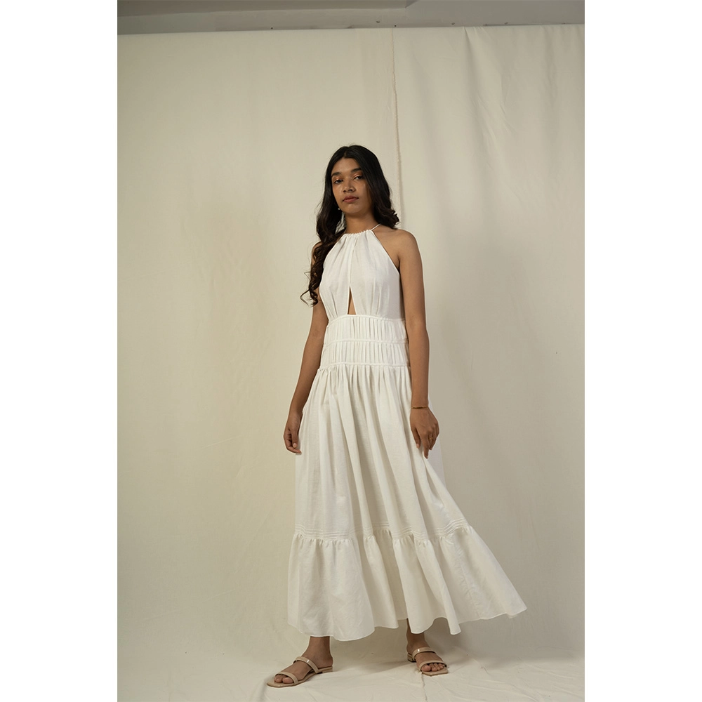 Hemis Overlap Peeping Dress, Pristine White on itshemp.in