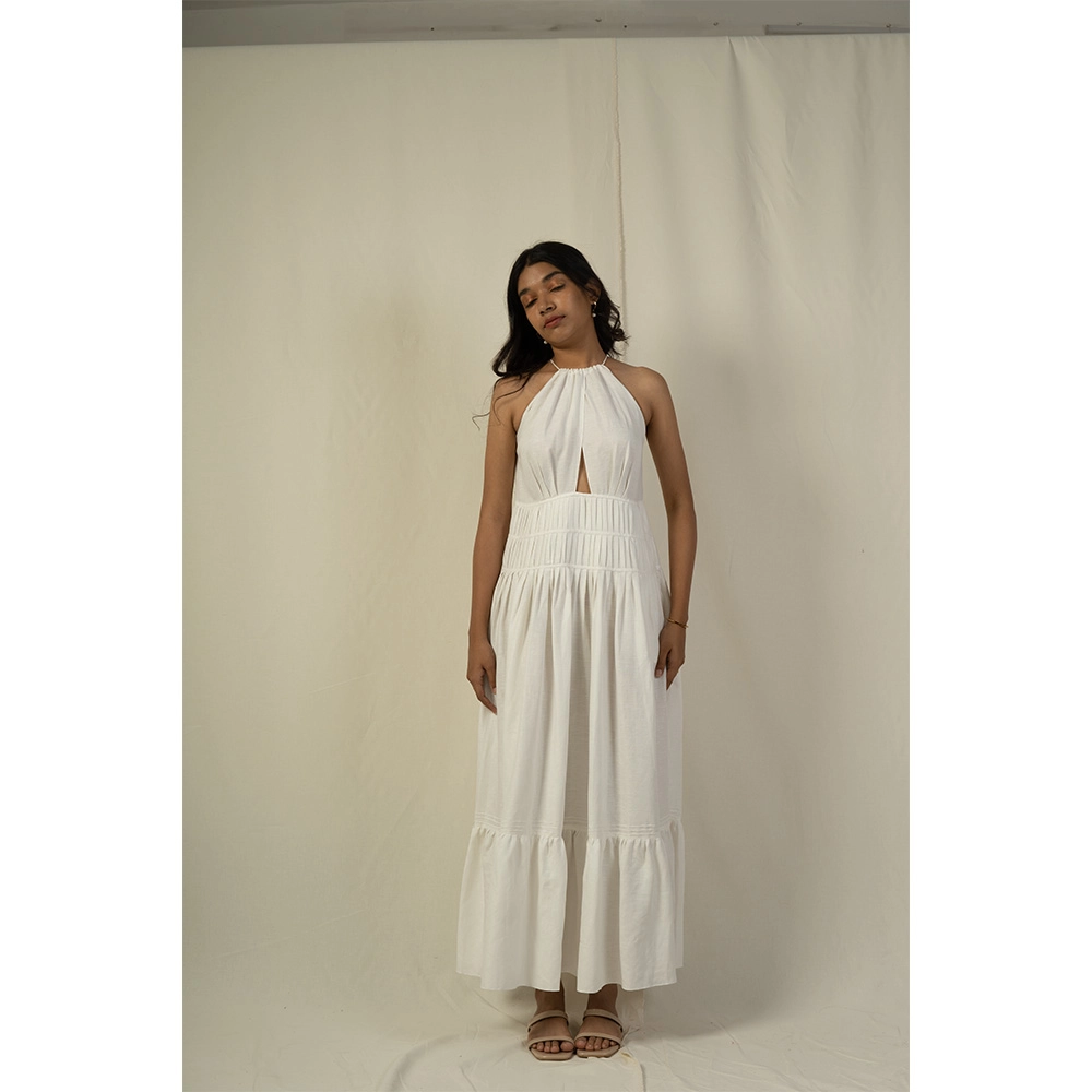 Hemis Overlap Peeping Dress, Pristine White on itshemp.in