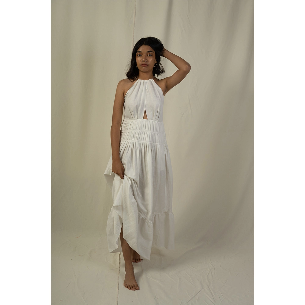 Hemis Overlap Peeping Dress, Pristine White on itshemp.in