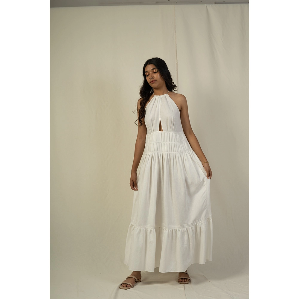 Hemis Overlap Peeping Dress, Pristine White on itshemp.in