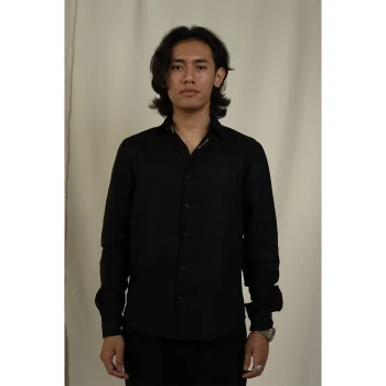 Hemis Seamless Placket Shirt, Shadow Black on itshemp.in