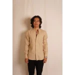 Hemis Mandarin Collar Shirt, Exotic Beige on itshemp.in