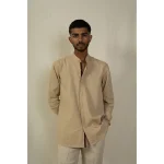 Hemis Mandarin Collar Shirt, Exotic Beige on itshemp.in