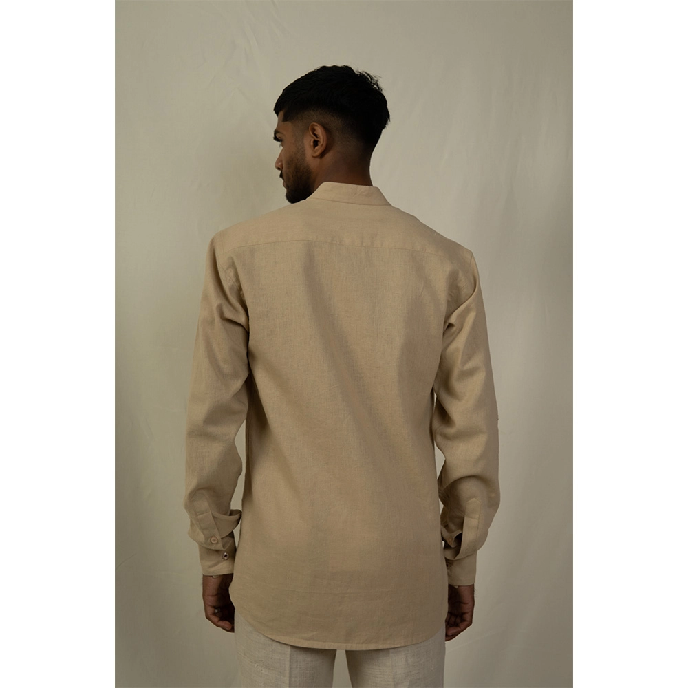 Hemis Mandarin Collar Shirt, Exotic Beige on itshemp.in