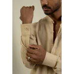 Hemis Mandarin Collar Shirt, Exotic Beige on itshemp.in