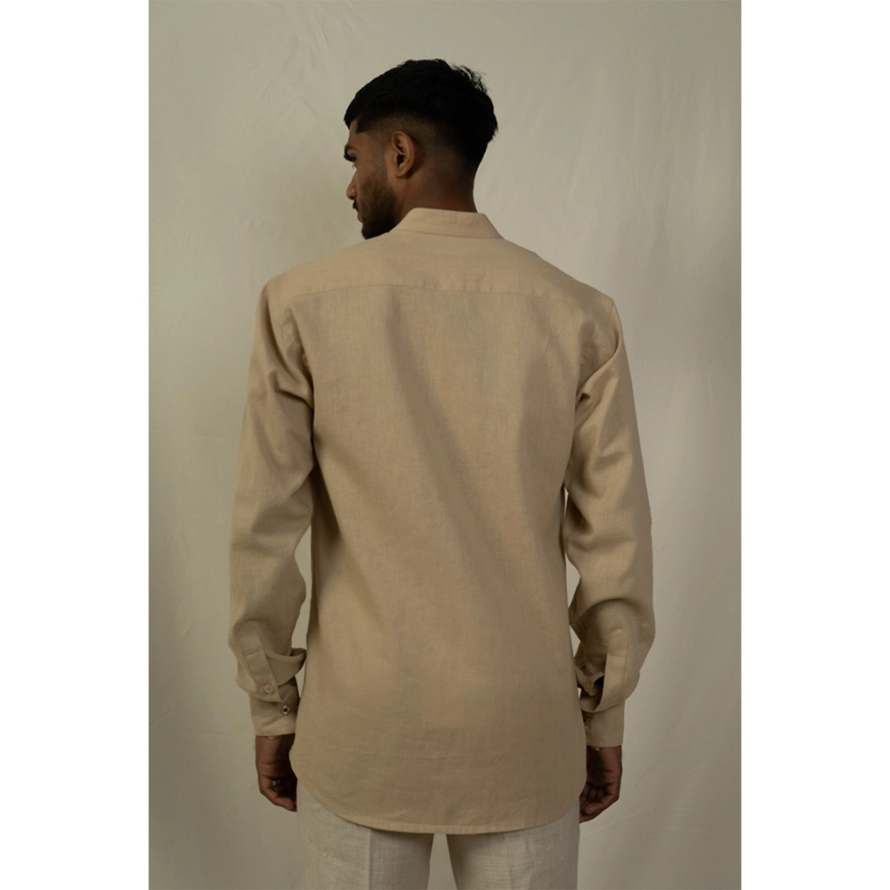 Hemis Mandarin Collar Shirt, Exotic Beige on itshemp.in