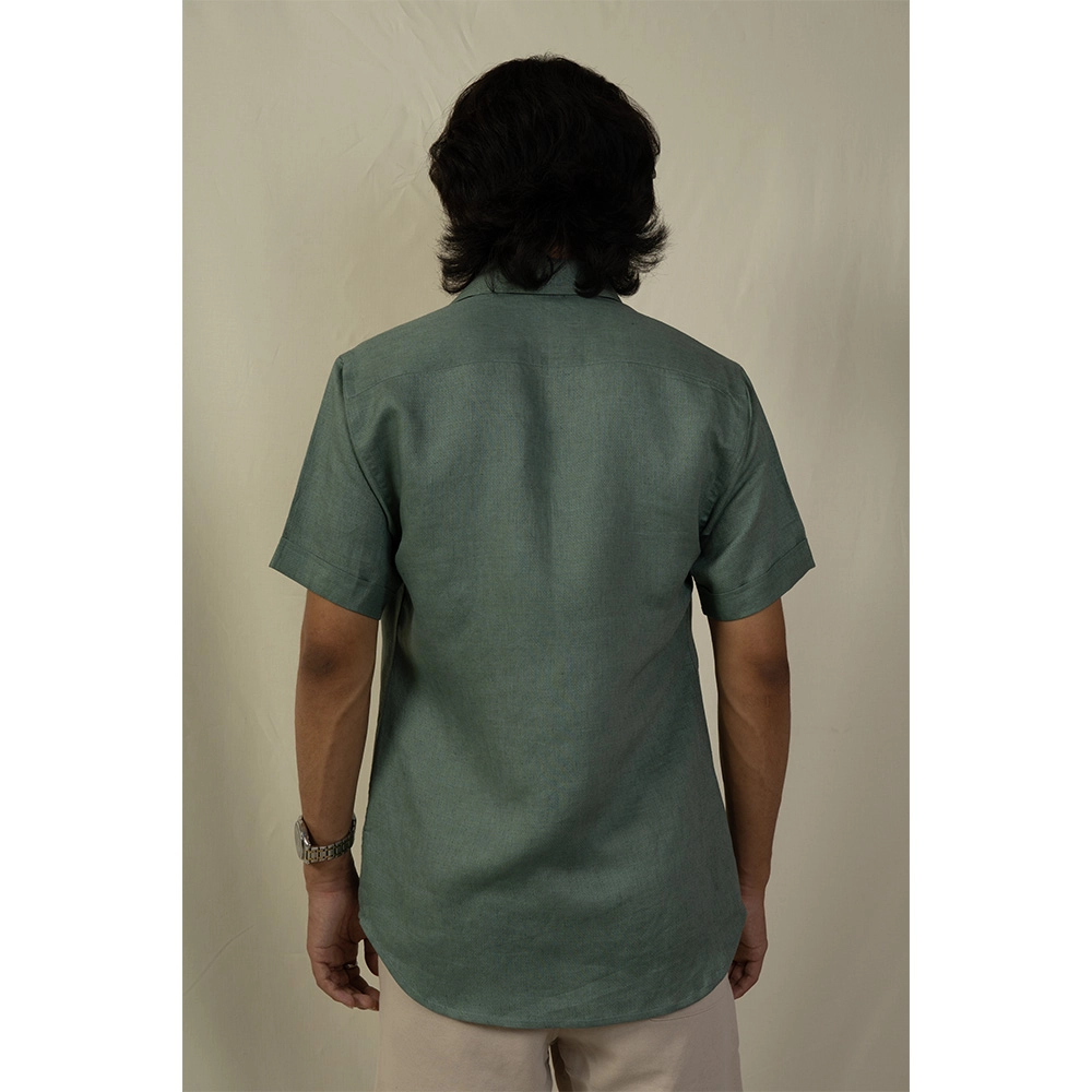 Hemis Horizontal Pleated Shirt, Deep Sage - Image 6