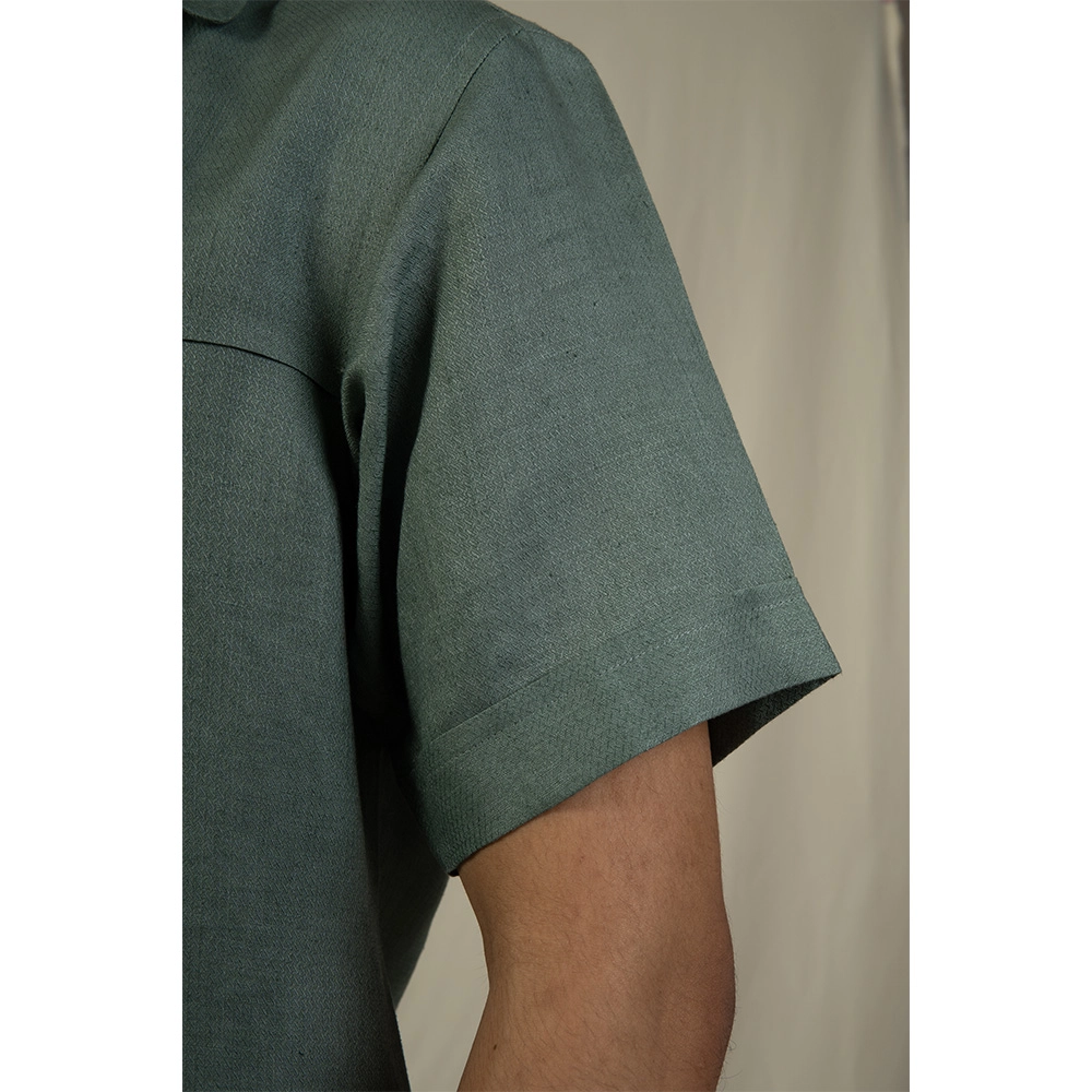 Hemis Horizontal Pleated Shirt, Deep Sage - Image 4