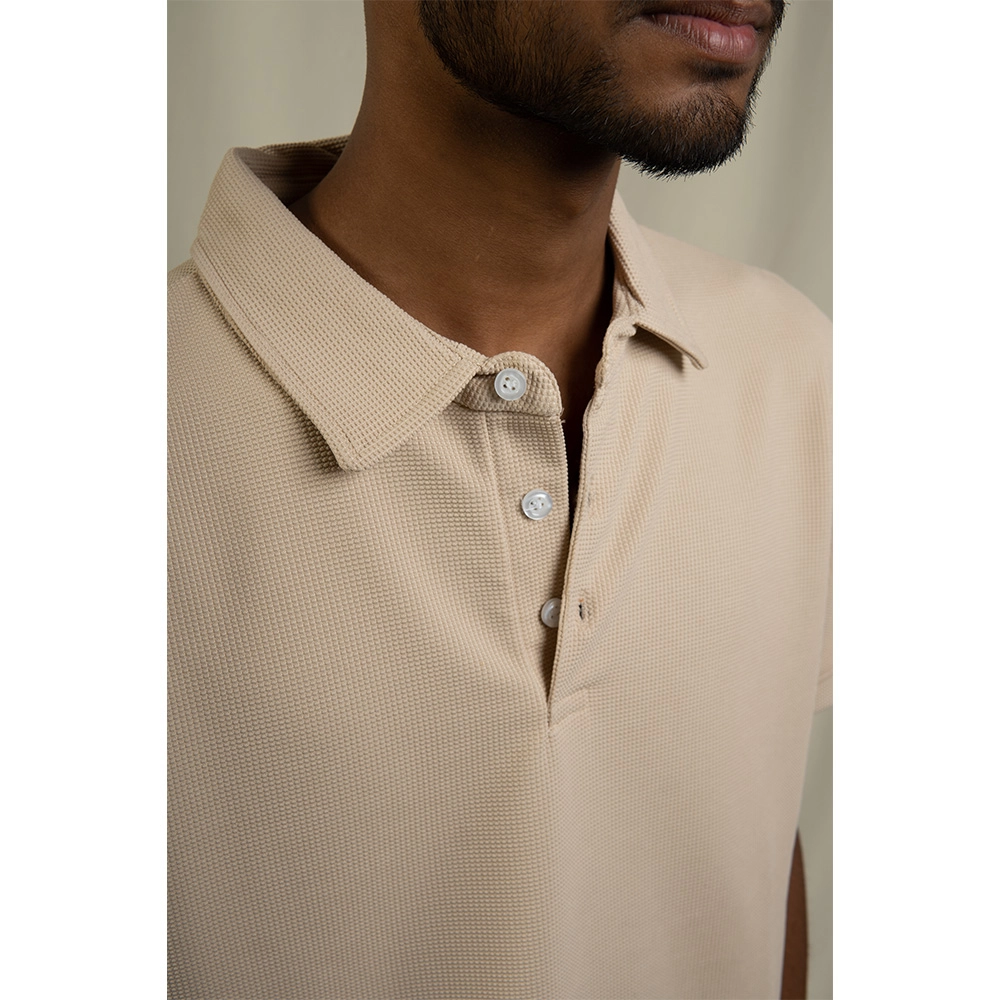 Hemis Waffled Polo, Soft Beige on itshemp.in
