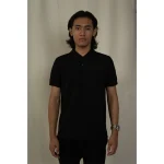 Hemis Textured Zipper Polo, Polished Black on itshemp.in