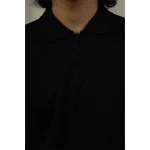 Hemis Textured Zipper Polo, Polished Black on itshemp.in