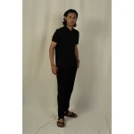 Hemis Textured Zipper Polo, Polished Black on itshemp.in