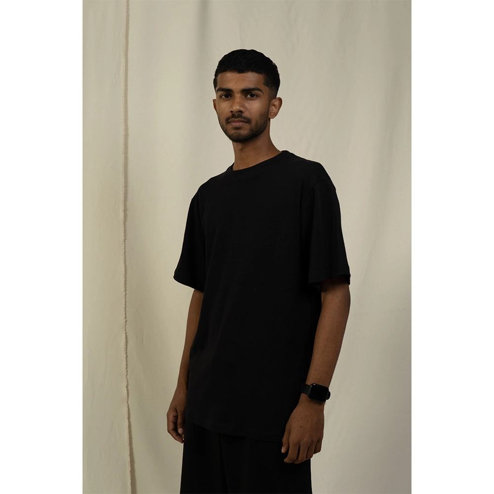 Hemis Round Neck T-Shirt, Smooth Black on itshemp.in