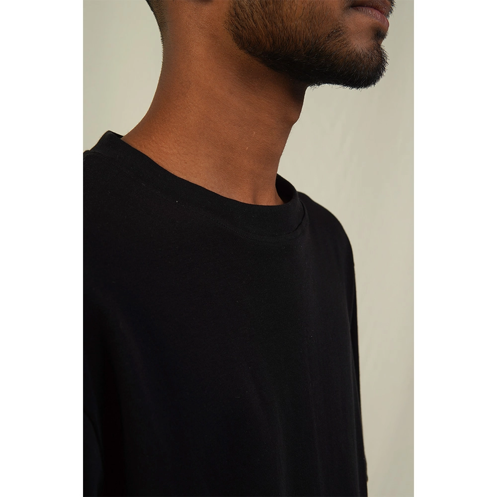 Hemis Round Neck T-Shirt, Smooth Black on itshemp.in