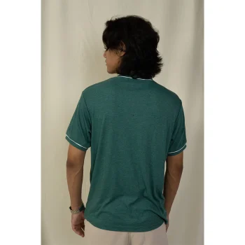 Hemis Green Crew Neck T-shirt with White Detail on itshemp.in