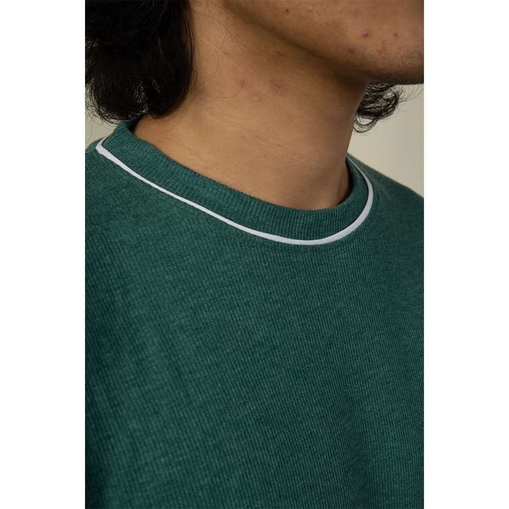 Hemis Green Crew Neck T-shirt with White Detail on itshemp.in